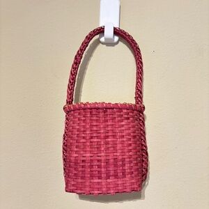 Vintage Handmade Hanging Wicker Basket